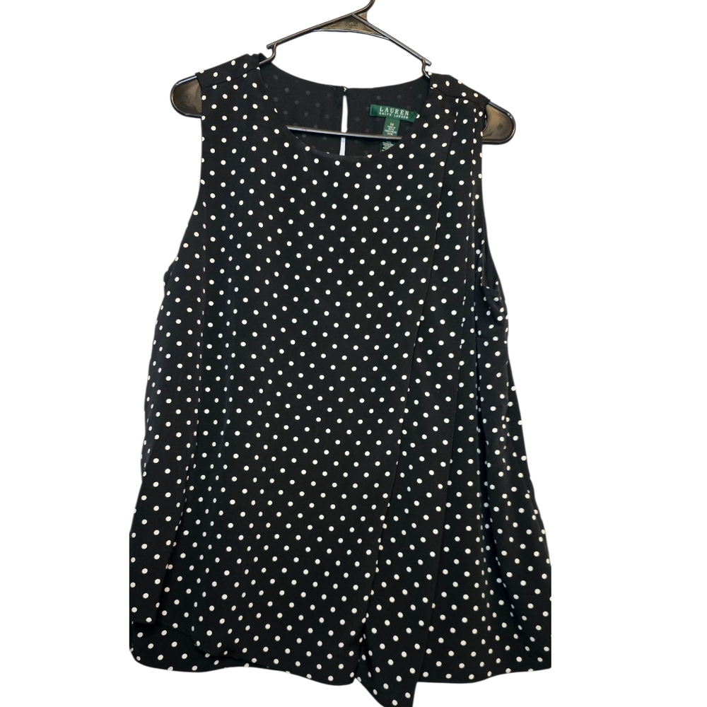 Ralph Lauren Black and Cream Polka Dot Top - Picture 1 of 4